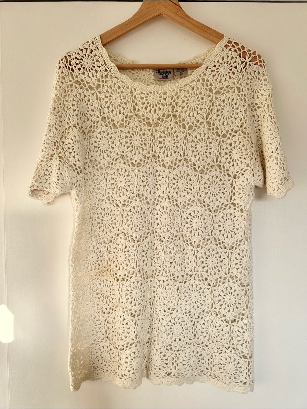 Crochet Lace Short Sleeve Top in Ivory
